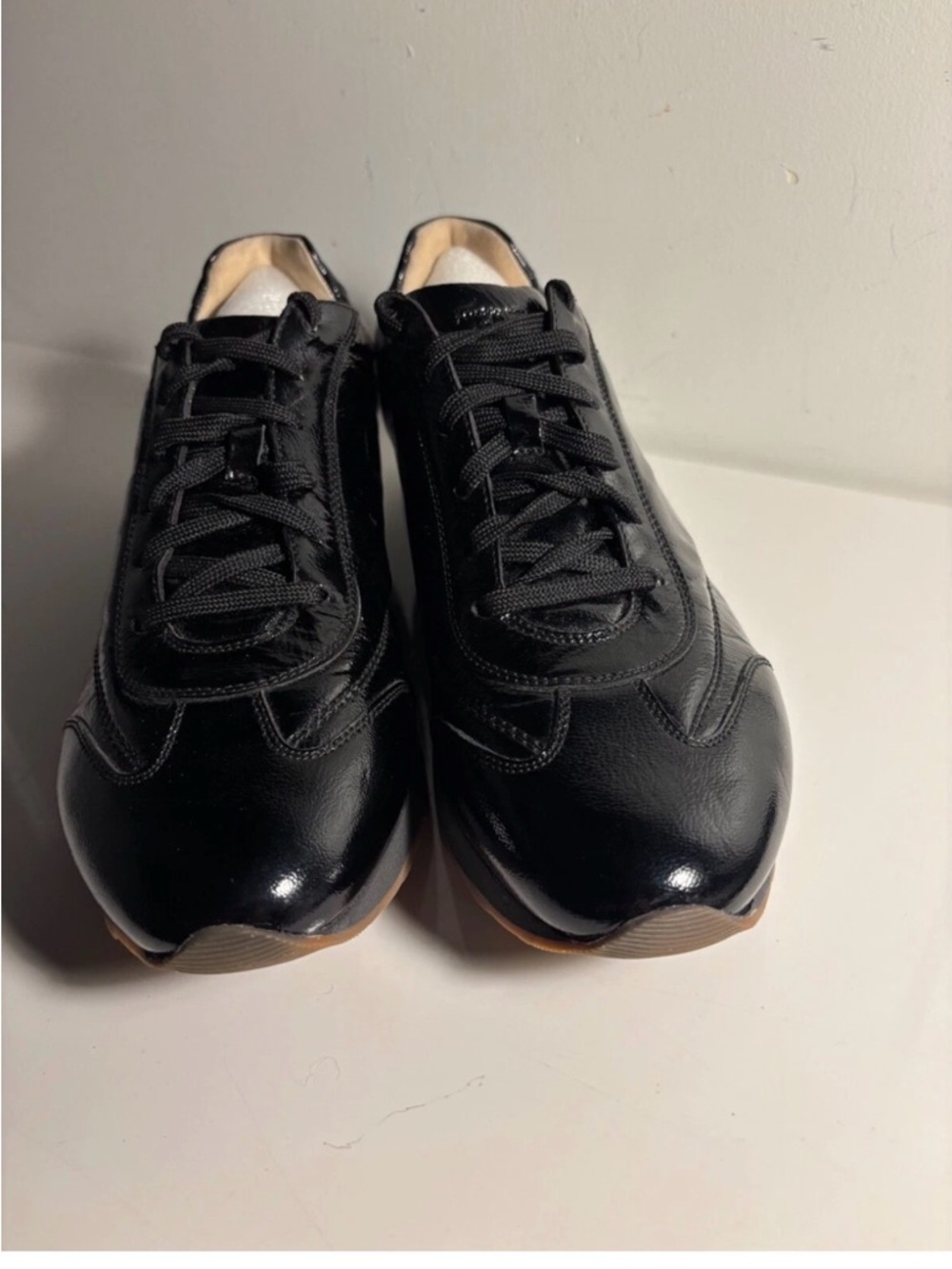 NEW!! Rare Salvatore Ferragamo Black Patent  Leather Athletic Shoes